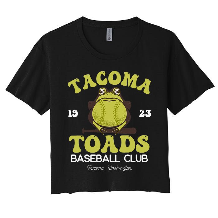 Vintage Tacoma Toads Retro Minor League Baseball Team Women's Crop Top Tee