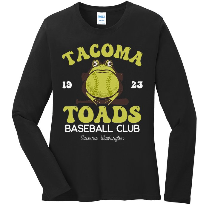 Vintage Tacoma Toads Retro Minor League Baseball Team Ladies Long Sleeve Shirt