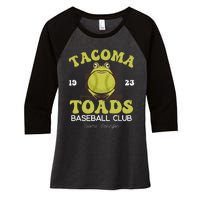 Vintage Tacoma Toads Retro Minor League Baseball Team Women's Tri-Blend 3/4-Sleeve Raglan Shirt