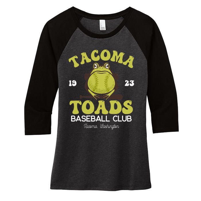 Vintage Tacoma Toads Retro Minor League Baseball Team Women's Tri-Blend 3/4-Sleeve Raglan Shirt