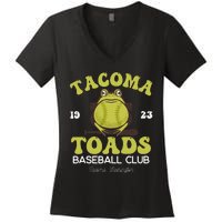 Vintage Tacoma Toads Retro Minor League Baseball Team Women's V-Neck T-Shirt