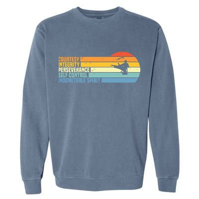 Vintage Taekwondo Tenets Martial Arts Graphic Tee Garment-Dyed Sweatshirt