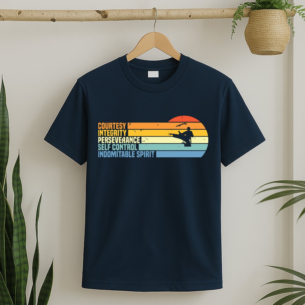 Vintage Taekwondo Tenets Martial Arts Graphic Tee T-Shirt