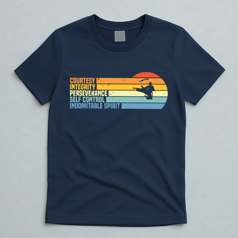 Vintage Taekwondo Tenets Martial Arts Graphic Tee T-Shirt
