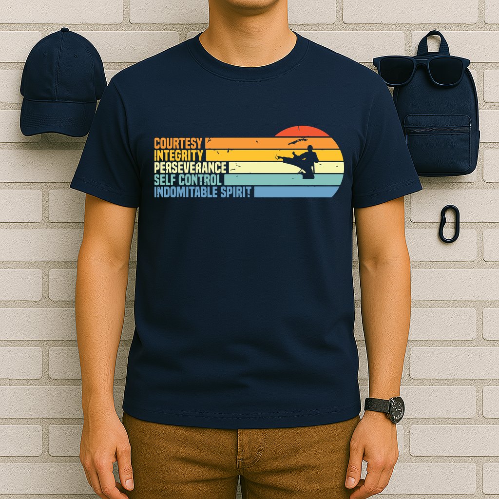 Vintage Taekwondo Tenets Martial Arts Graphic Tee T-Shirt