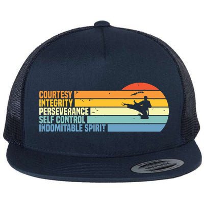 Vintage Taekwondo Tenets Martial Arts Graphic Tee Flatbill Hat