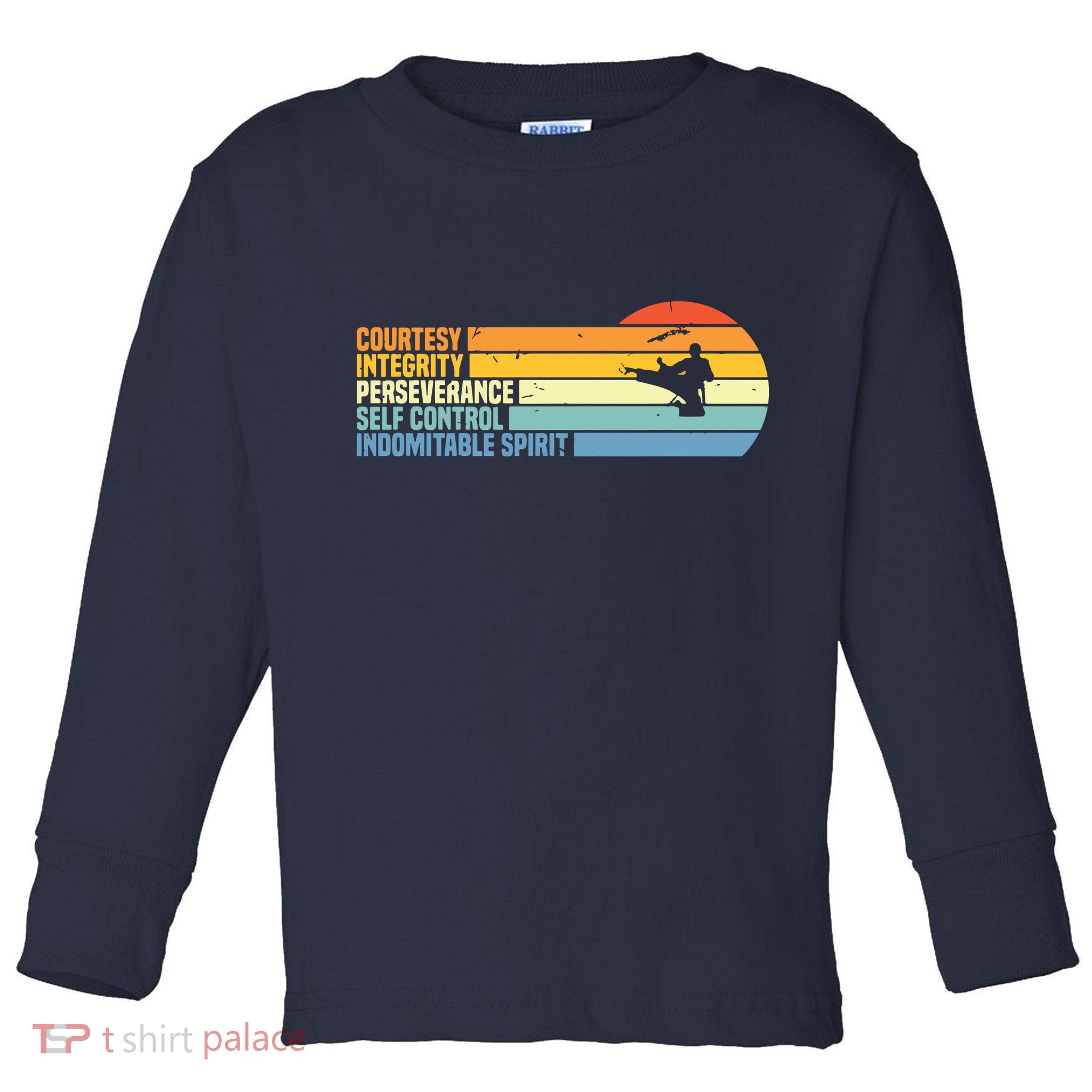 Vintage Taekwondo Tenets Martial Arts Graphic Tee Toddler Long Sleeve Shirt