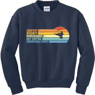 Vintage Taekwondo Tenets Martial Arts Graphic Tee Kids Sweatshirt