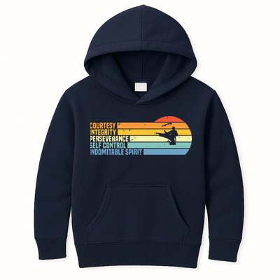 Vintage Taekwondo Tenets Martial Arts Graphic Tee Kids Hoodie