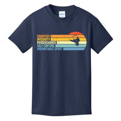 Vintage Taekwondo Tenets Martial Arts Graphic Tee Kids T-Shirt