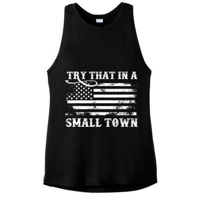 Vintage Cowboy Flag USA Ladies PosiCharge Tri-Blend Wicking Tank