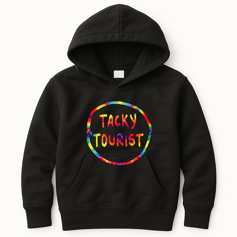 Vacation Tacky Tourist Costume Tie Dye Tacky Traveler Day Kids Hoodie