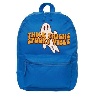 Vintage Thick Thighs Spooky Vibes Halloween Outfit Costumes 16 in Basic Backpack