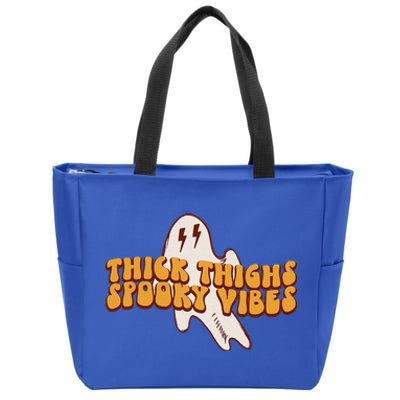 Vintage Thick Thighs Spooky Vibes Halloween Outfit Costumes Zip Tote Bag