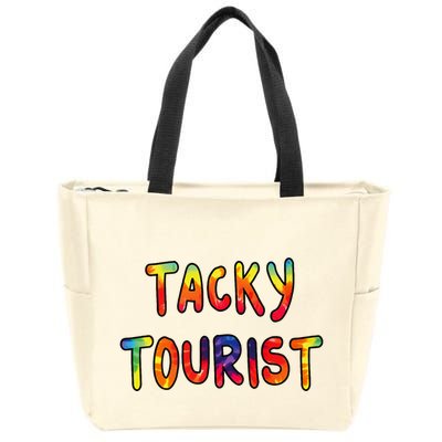 Vacation Tacky Tourist Costume Tie Dye Tacky Traveler Day Zip Tote Bag