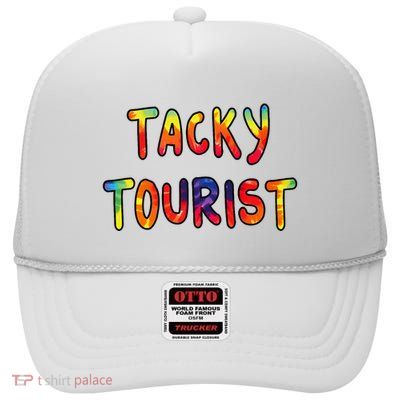 Vacation Tacky Tourist Costume Tie Dye Tacky Traveler Day High Crown Mesh Back Trucker Hat
