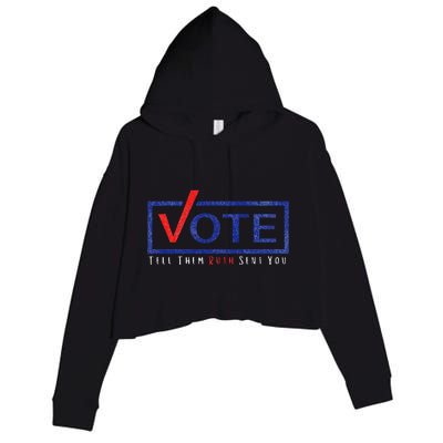 Vote Tell Them Ruth Sent You Feminist Distressed Crop Fleece Hoodie