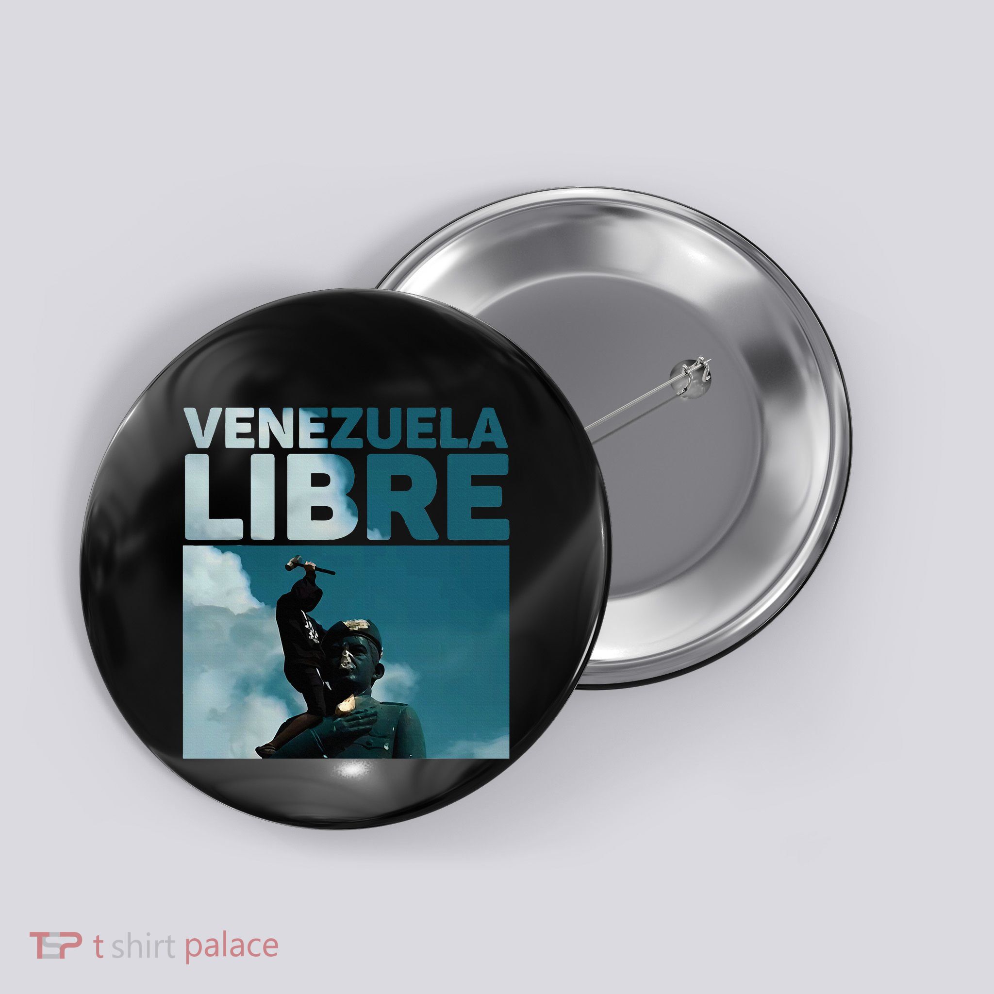 Venezuela To The End Fall Of The Statue Of Chavez Button