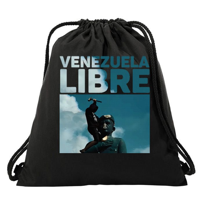 Venezuela To The End Fall Of The Statue Of Chavez Drawstring Bag