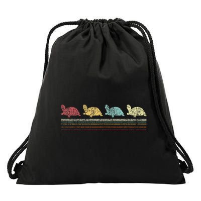 Vintage Tortoises Turtle Lover Funny Tortoise Retro Drawstring Bag