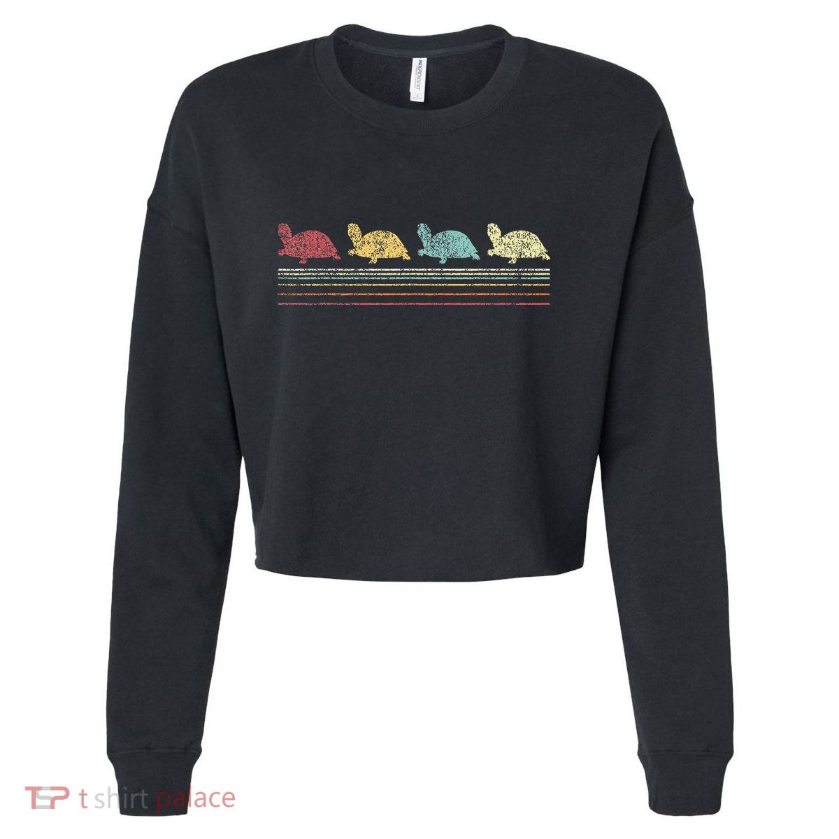 Vintage Tortoises Turtle Lover Funny Tortoise Retro Cropped Pullover Crew
