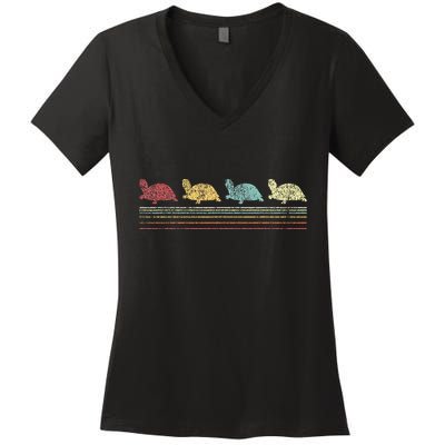 Vintage Tortoises Turtle Lover Funny Tortoise Retro Women's V-Neck T-Shirt