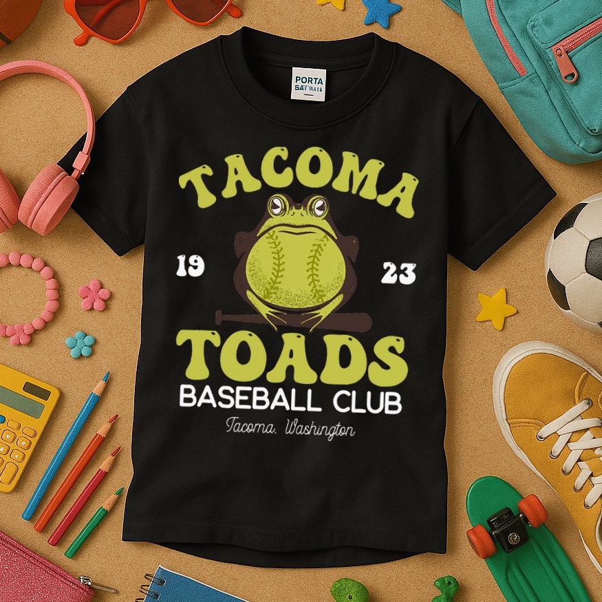 Vintage Tacoma Toads Retro Minor League Baseball Team Kids T-Shirt