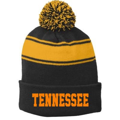 Vintage Tennessee Tennessee Retro Orange Stripe Pom Pom Beanie