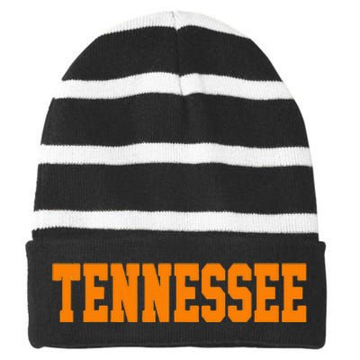 Vintage Tennessee Tennessee Retro Orange Striped Beanie with Solid Band