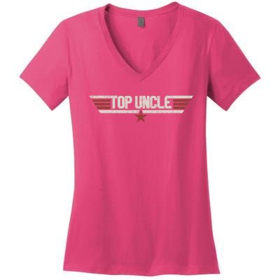 Vintage Top Uncle Funny Classic 80s Gifts Uncle Veteran 1980 Women's V-Neck T-Shirt