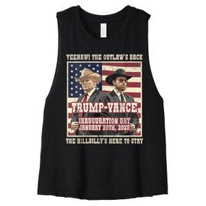 Victory Trump Vance 2024 Outlaw Hillbily Inauguration Women's Racerback Cropped Tank