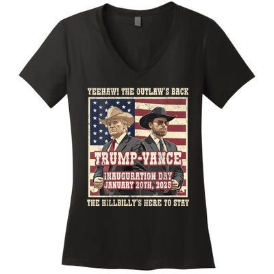 Victory Trump Vance 2024 Outlaw Hillbily Inauguration Women's V-Neck T-Shirt