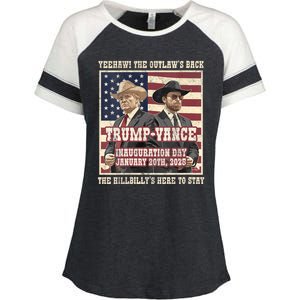 Victory Trump Vance 2024 Outlaw Hillbily Inauguration Enza Ladies Jersey Colorblock Tee