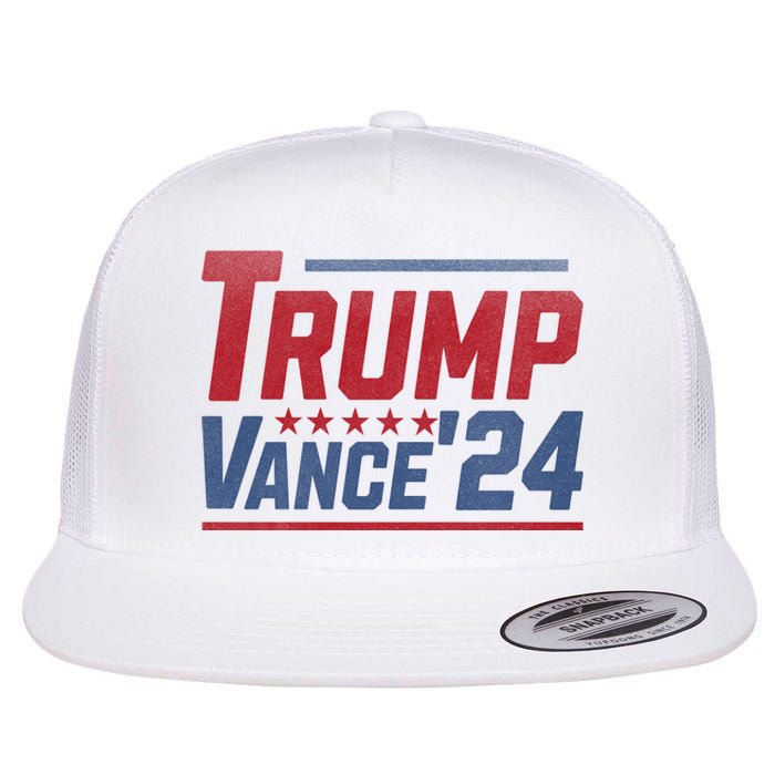 Vintage Trump Vance 24 Make America Great Again Usa Election Flat Bill Trucker Hat