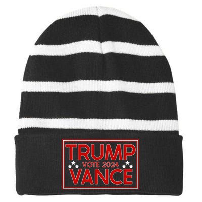 Vote Trump Vance 2024 Striped Beanie with Solid Band