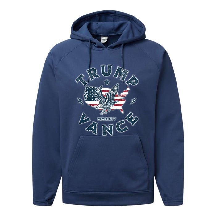 Vintage Trump Vance 2024 Campaign Performance Fleece Hoodie