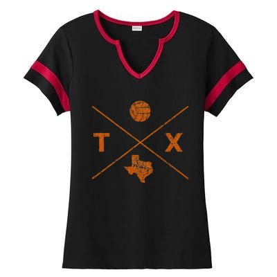 Vintage Texas Volleyball Player Coach Ladies Halftime Notch Neck Tee