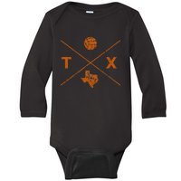 Vintage Texas Volleyball Player Coach Baby Long Sleeve Bodysuit