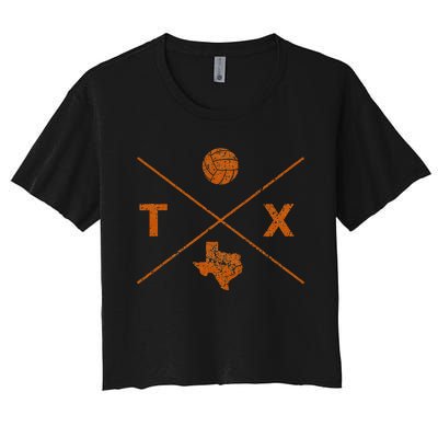 Vintage Texas Volleyball Player Coach Women's Crop Top Tee