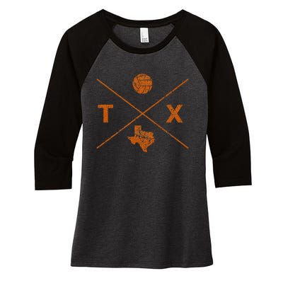 Vintage Texas Volleyball Player Coach Women's Tri-Blend 3/4-Sleeve Raglan Shirt