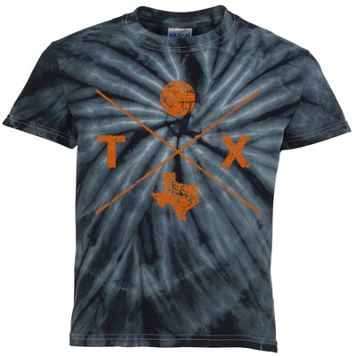 Vintage Texas Volleyball Player Coach Kids Tie-Dye T-Shirt