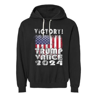 Victory Trump Vance 2024 President Election Celebration Usa Garment-Dyed Fleece Hoodie