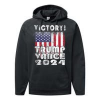 Victory Trump Vance 2024 President Election Celebration Usa Performance Fleece Hoodie