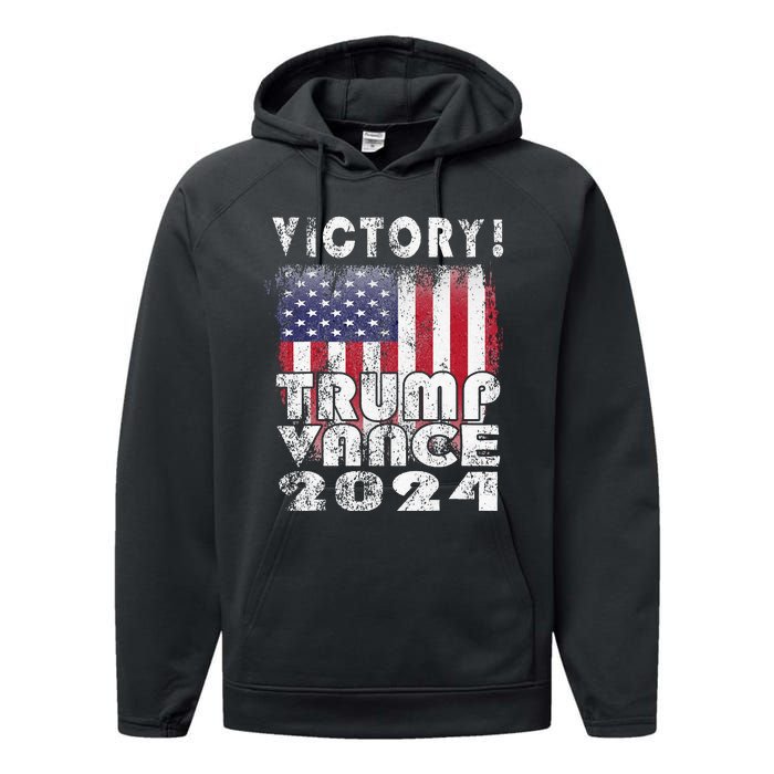 Victory Trump Vance 2024 President Election Celebration Usa Performance Fleece Hoodie