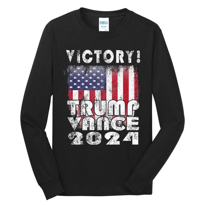 Victory Trump Vance 2024 President Election Celebration Usa Tall Long Sleeve T-Shirt