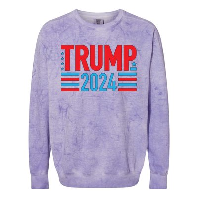 Vote Trump Vintage Groovy Trump 2024 Cool Gift Colorblast Crewneck Sweatshirt