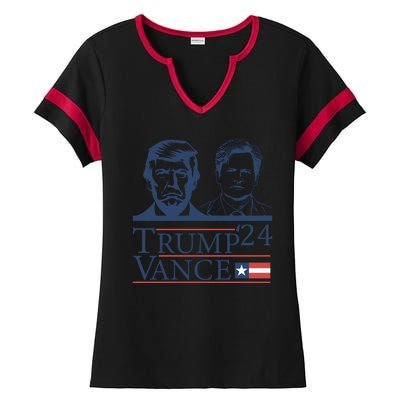 Vote Trump Vance Face 2024 Ladies Halftime Notch Neck Tee