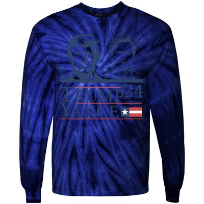 Vote Trump Vance Face 2024 Tie-Dye Long Sleeve Shirt