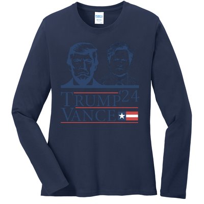 Vote Trump Vance Face 2024 Ladies Long Sleeve Shirt