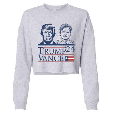 Vote Trump Vance Face 2024 Cropped Pullover Crew